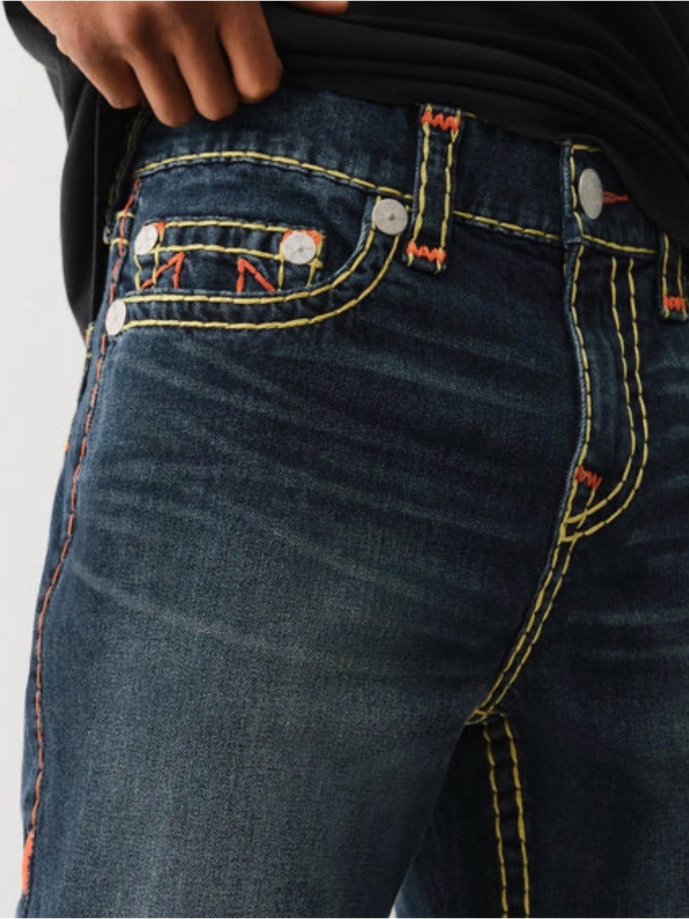 True Religion Joey Super T Multi rainbow Stitching